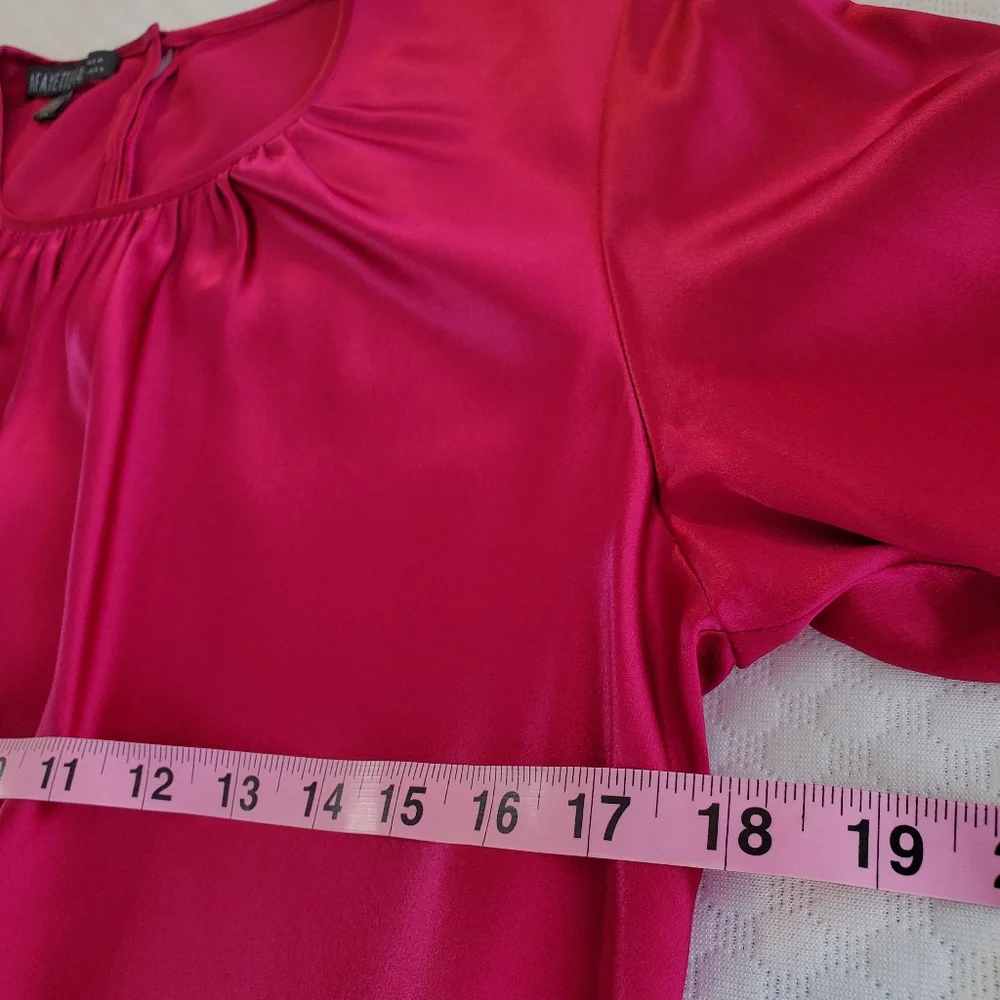 Lafayette 148 Silk‎ Blouse Womens Size 8 Raspberry Holidays Work Christmas M - Picture 11 of 13